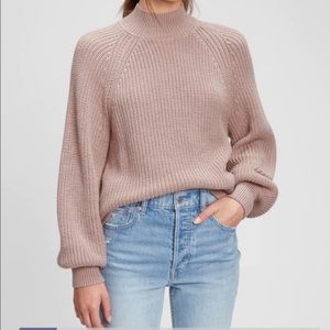 GAP Shaker Stitch Mockneck Sweater - Dusty Rose Pink
